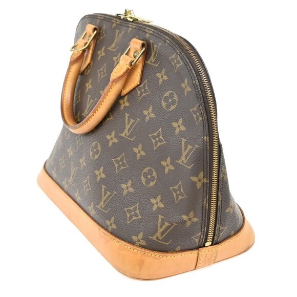 LOUIS VUITTON LV Logo Alma Hand Bag Monogram Leather Brown France - Picture 4 of 15